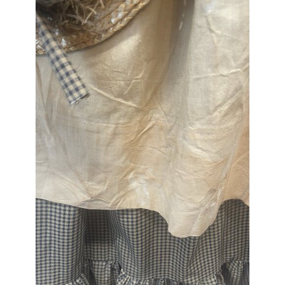 VTG Dress Pinafore Wall Hanging  W/Hat Cottagecore Country Green Gingham - Picture 10 of 13